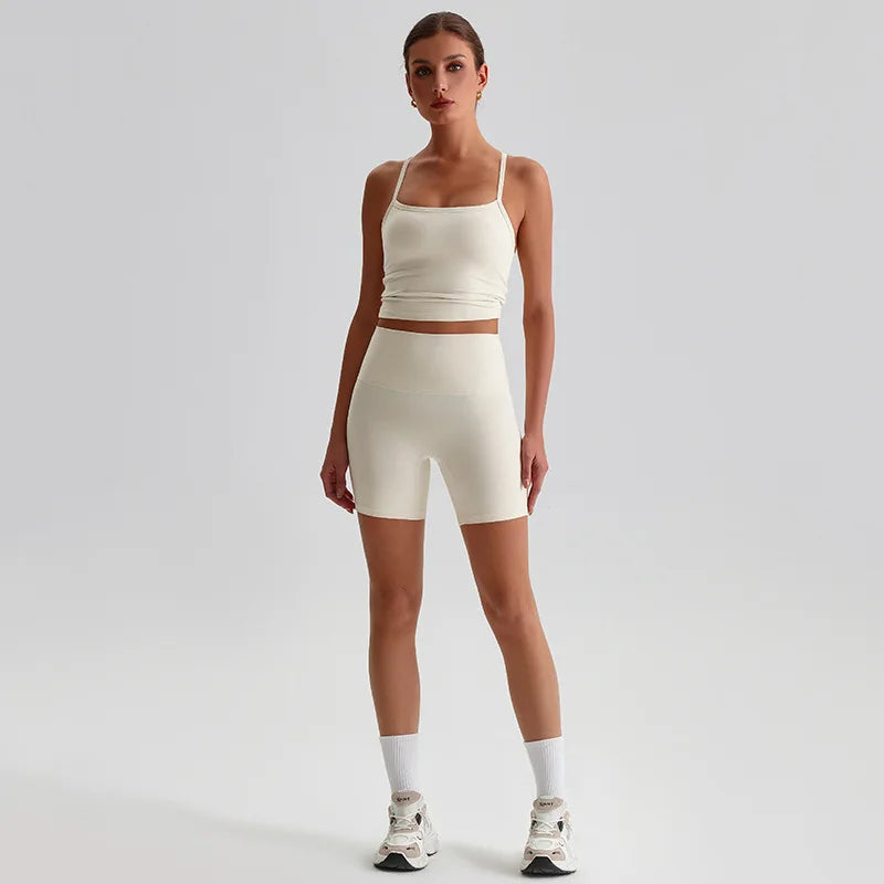 Women's high waist shorts and bras yoga workout set - product image