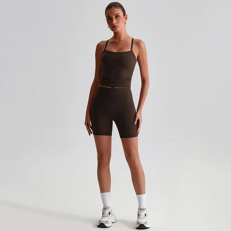 Women's high waist shorts and bras yoga workout set - product image