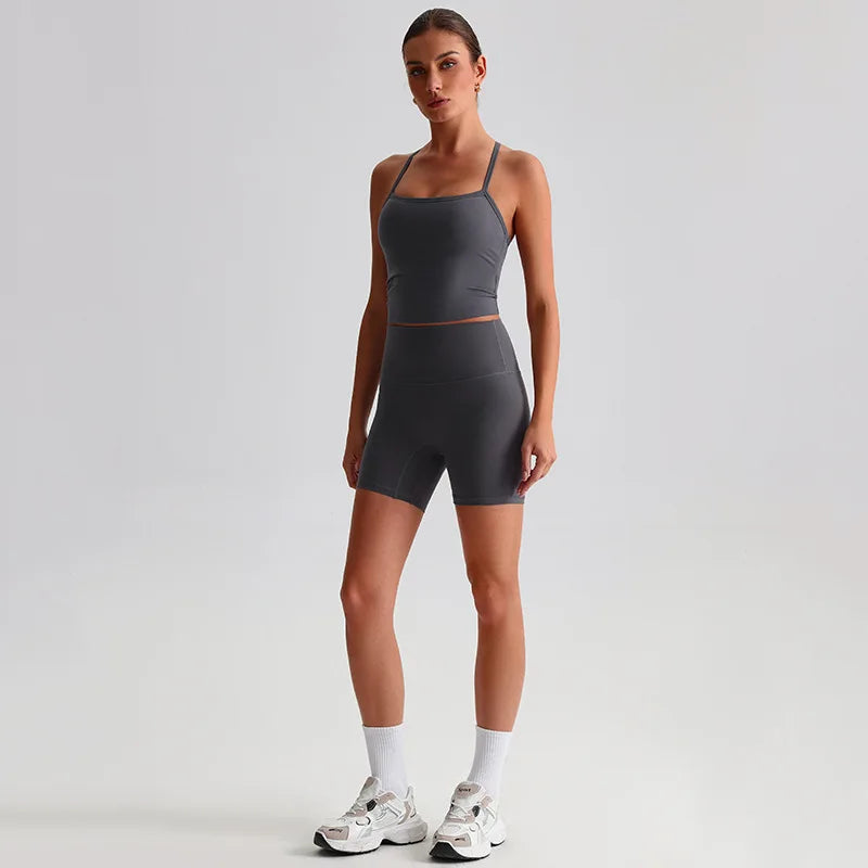 Women's high waist shorts and bras yoga workout set - product image