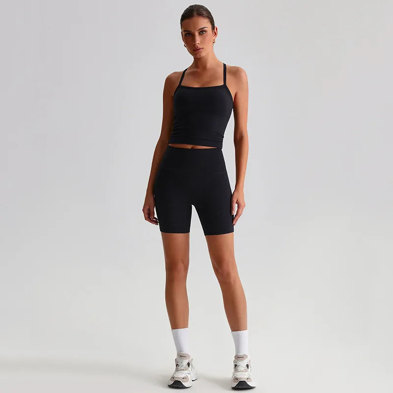 Women's high waist shorts and bras yoga workout set - product image