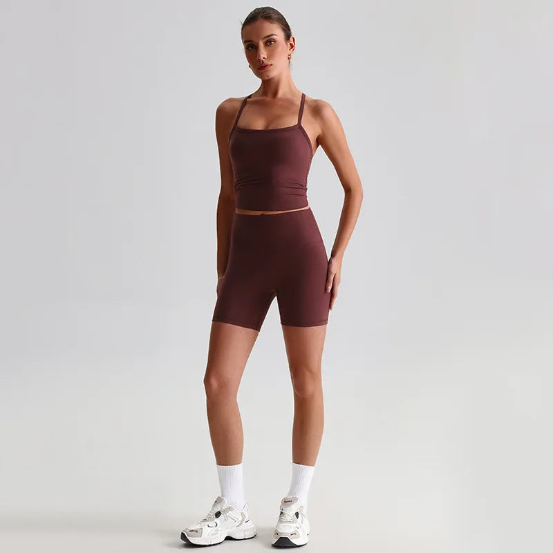 Women's high waist shorts and bras yoga workout set - product image