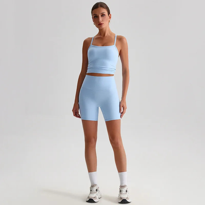 Women's high waist shorts and bras yoga workout set - product image