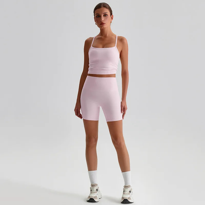 Women's high waist shorts and bras yoga workout set - product image