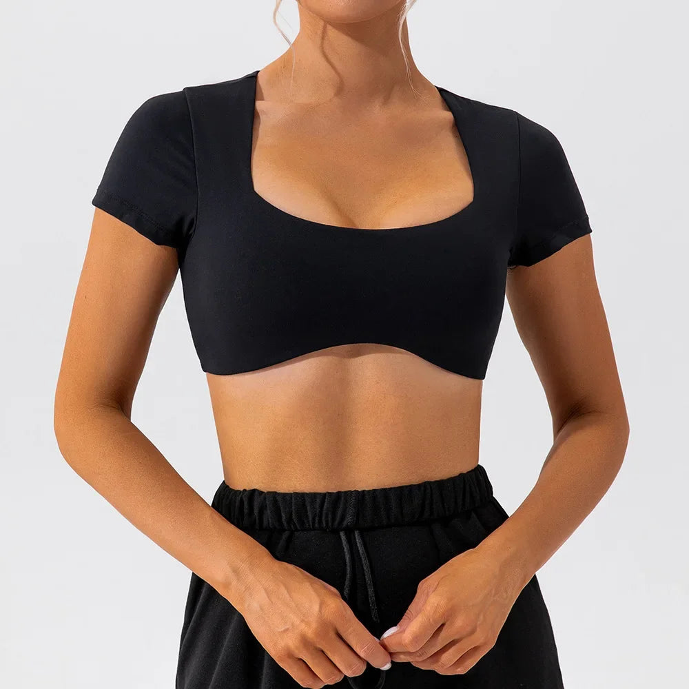 Women's navel-exposed quick-drying running fitness short-sleeve t-shirt - product image