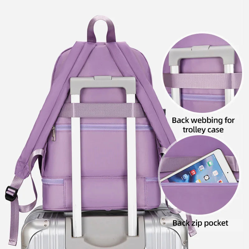 Yoga gym backpack with dry wet shoes pocket and multi-compartment storage - product image