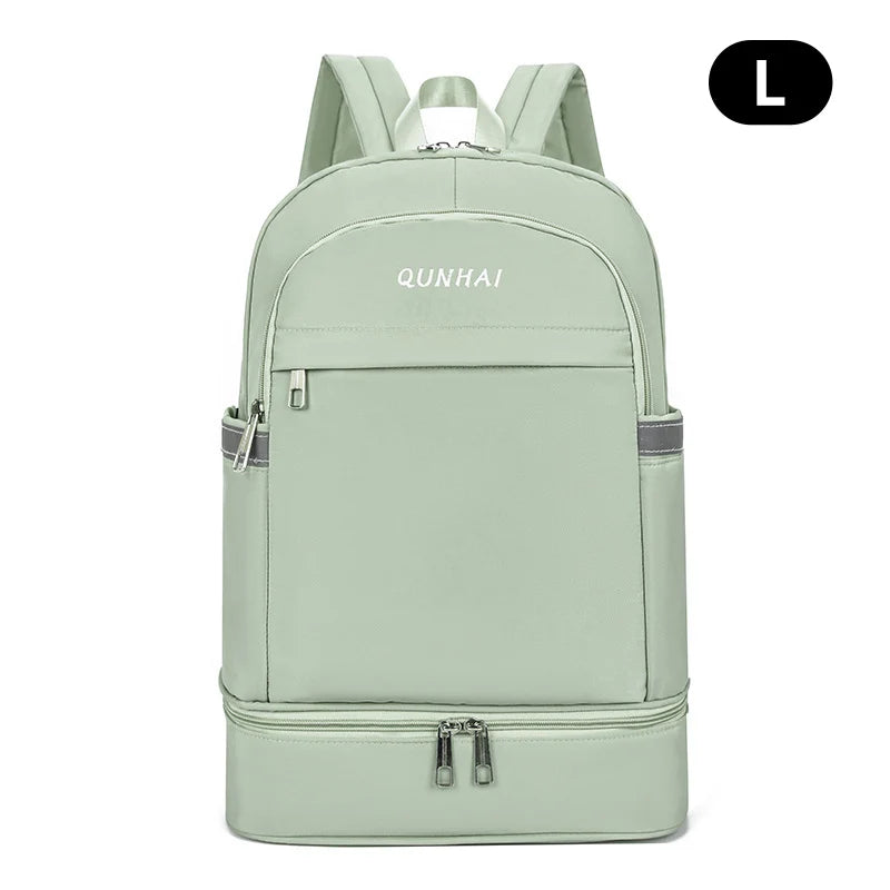 Yoga gym backpack with dry wet shoes pocket and multi-compartment storage - product image