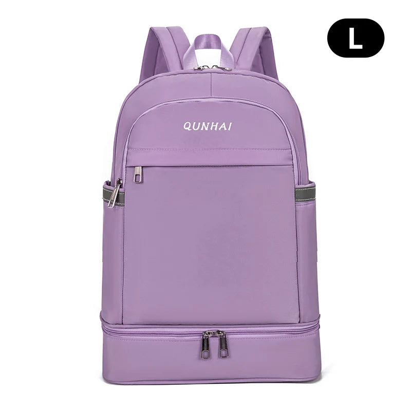 Yoga gym backpack with dry wet shoes pocket and multi-compartment storage - product image