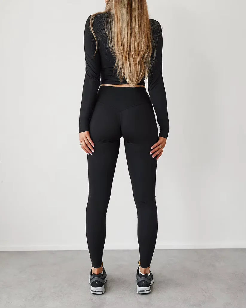Yoga sports bra and long sleeve sweatpants sports shorts set 5 pieces - product image