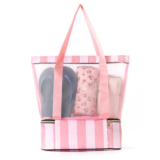 20-35l oxford clear mesh swimming bag with shoe compartment and tote - product image