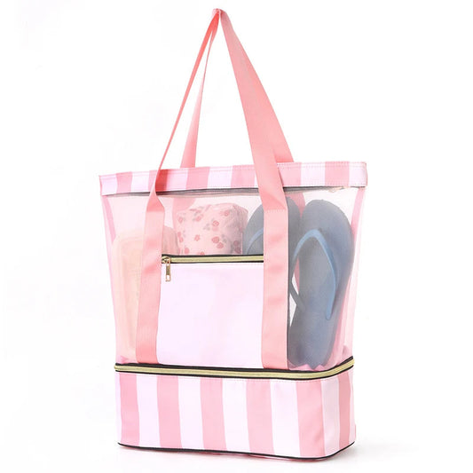 20-35l oxford clear mesh swimming bag with shoe compartment and tote - product image