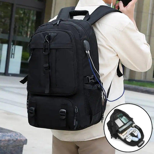 20-35l oxford expandable gym bag with usb port and shoe compartment - product image
