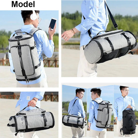 35l waterproof nylon anti-theft gym backpack with usb port and shoe pocket - product image