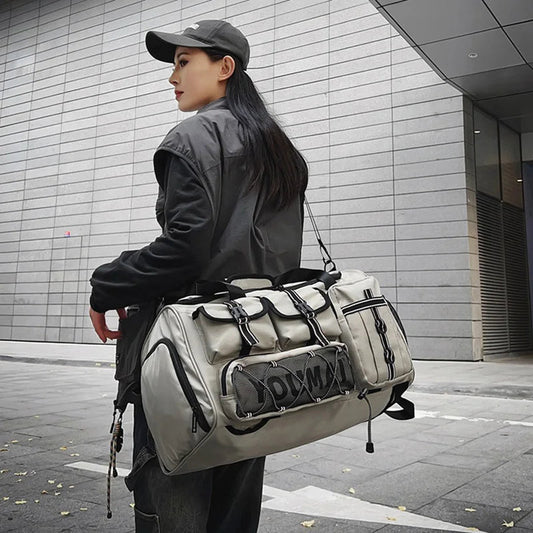 36-55l waterproof nylon gym bag with dry/wet separation and shoe pocket - product image