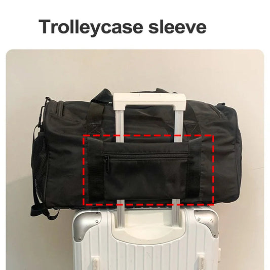36-55l waterproof nylon gym bag with dry/wet separation and shoe pocket - product image