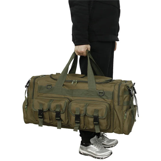 60l nylon tactical camping travel bag with shoulder straps camo colors - product image