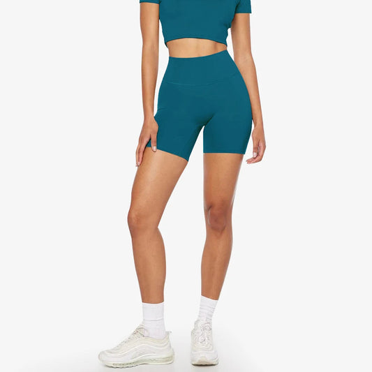 6" hi cloud sculpt peach high waist yoga shorts with hidden butt scrunch nylon spandex - product image