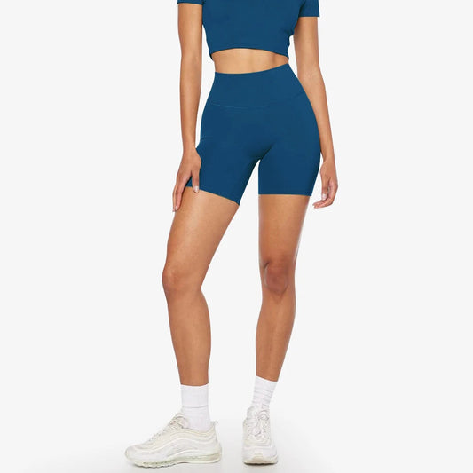 6" hi cloud sculpt peach high waist yoga shorts with hidden butt scrunch nylon spandex - product image