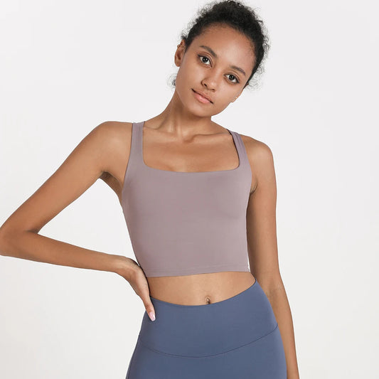 Anti-sweat nylon spandex knit cross strap padded sports bra in multiple sizes - product image
