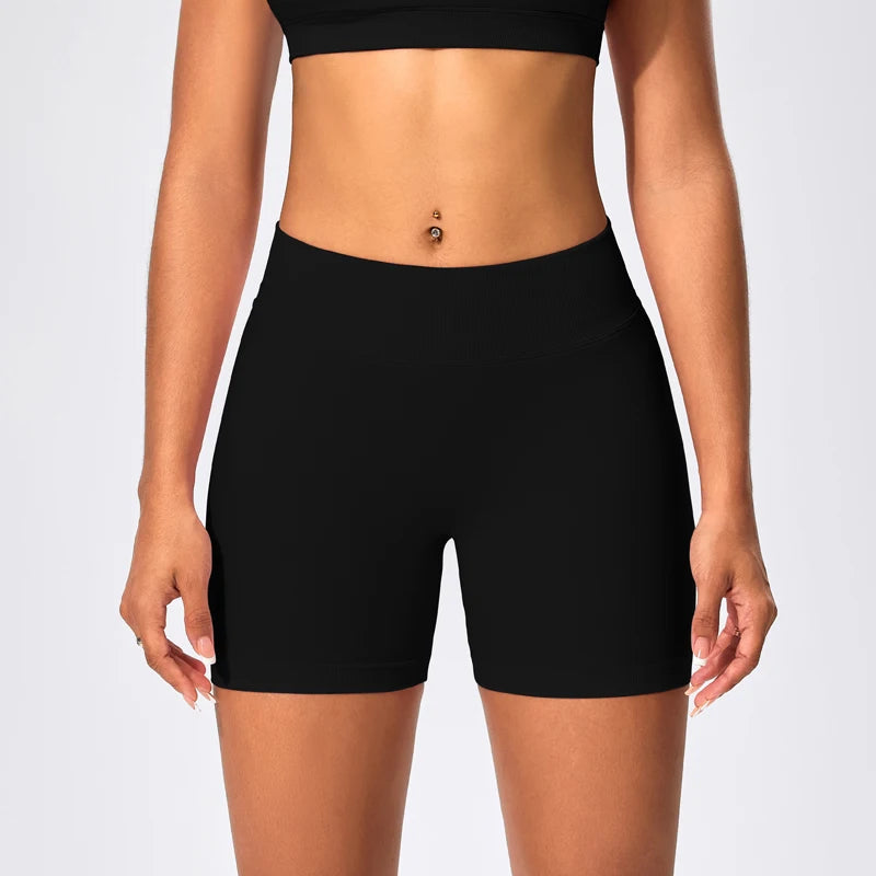 Anti-tear knit nylon high waist scrunch booty yoga shorts - product image