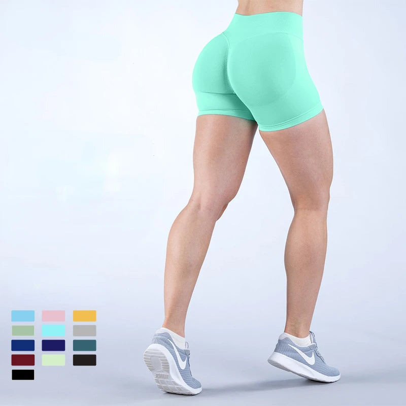 Anti-tear knit nylon high waist scrunch booty yoga shorts - product image