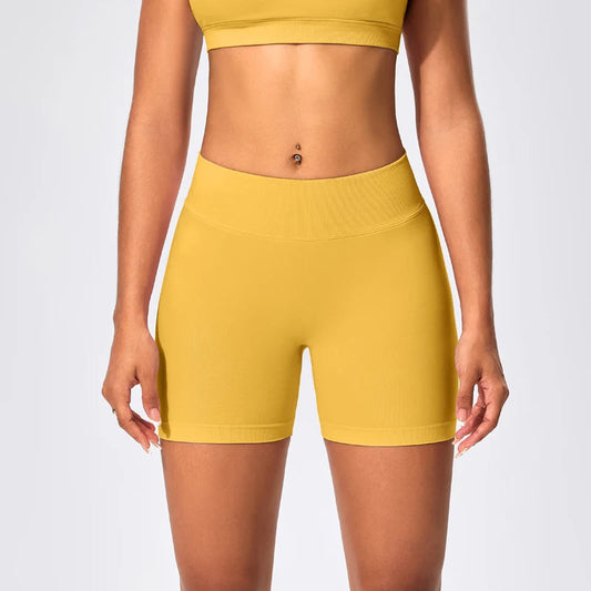 Anti-tear knit nylon high waist scrunch booty yoga shorts - product image