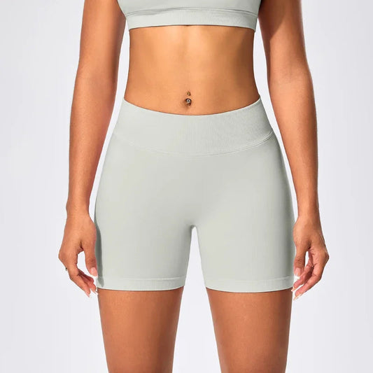 Anti-tear knit nylon high waist scrunch booty yoga shorts - product image