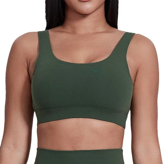 Basic padded nylon yoga sports bra tank top with back support - product image