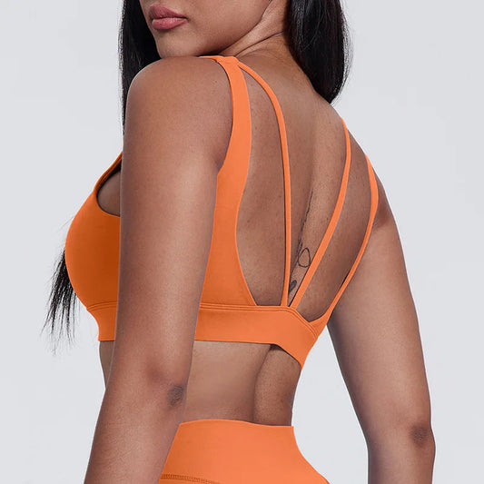 Basic padded nylon yoga sports bra tank top with back support - product image