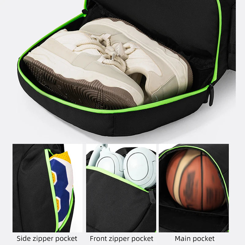 Basketball sports backpack with shoes compartment multi-layer nylon bag - product image