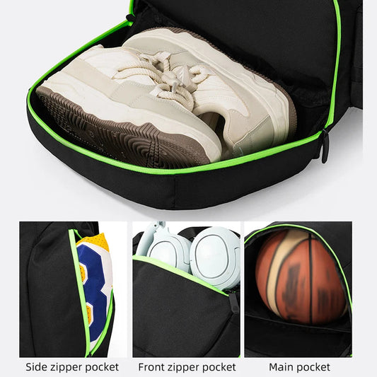 Basketball sports backpack with shoes compartment multi-layer nylon bag - product image