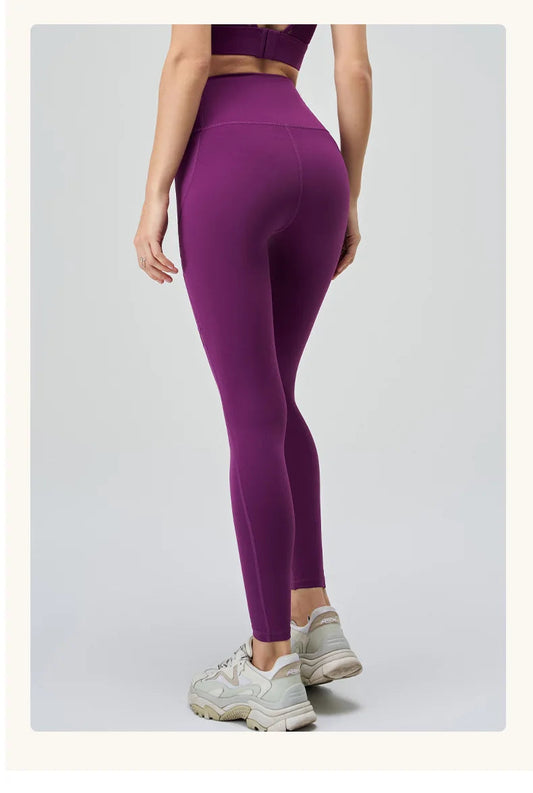 Breathable high waist nylon spandex yoga leggings with mesh patchwork - product image