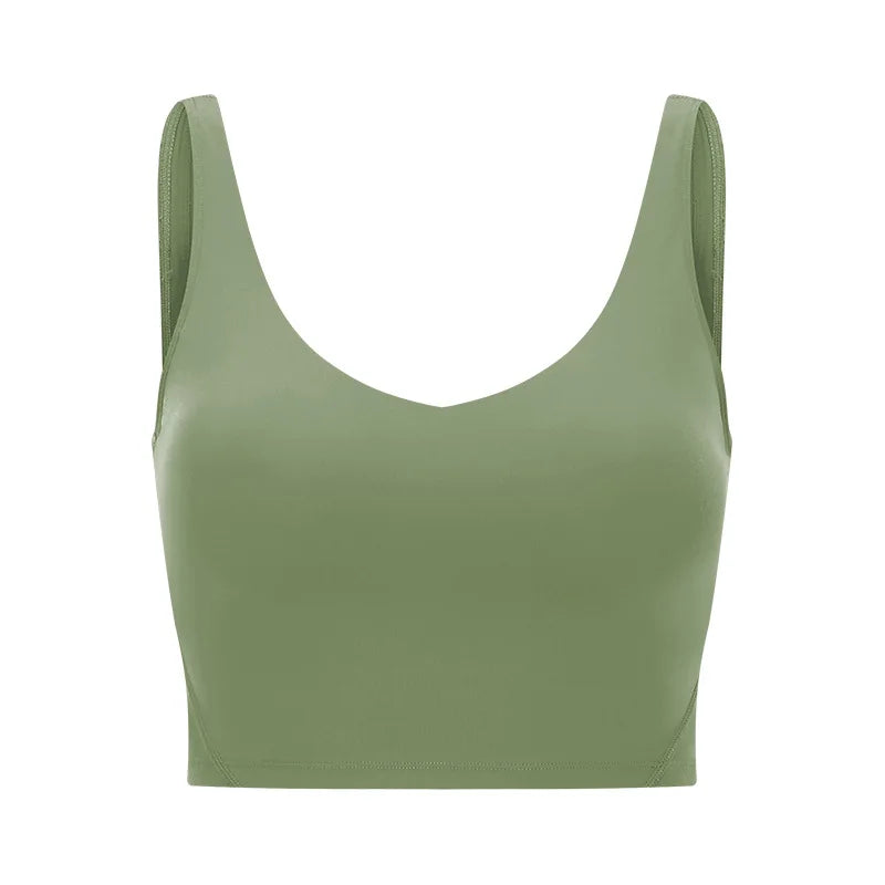 Classic v neck slim fit padded longline sports tank top breathable nylon spandex - product image