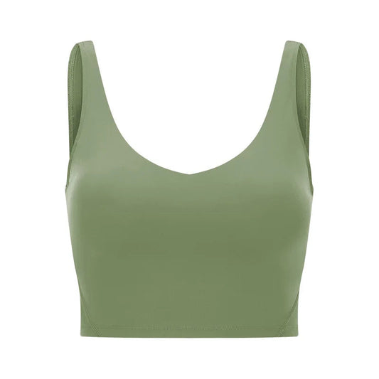Classic v neck slim fit padded longline sports tank top breathable nylon spandex - product image