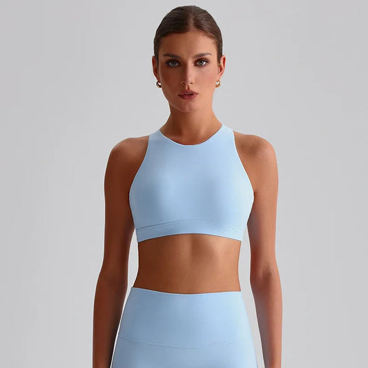 High neck yoga bras tops cross back athletic brassiere fitness gym sport bra - product image