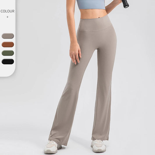 High waist flared knit nylon yoga leggings with butt lifting design - product image