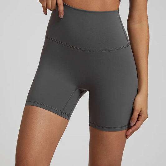 High waist nylon spandex knit biker shorts with no pocket and multiple colors - product image