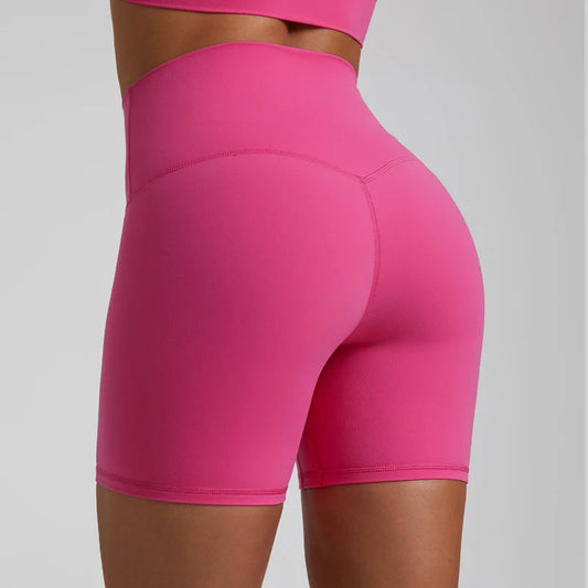 High waist nylon spandex knit biker shorts with no pocket and multiple colors - product image