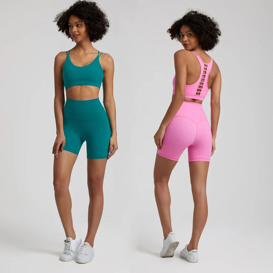 High waist nylon spandex knit biker shorts with no pocket and multiple colors - product image