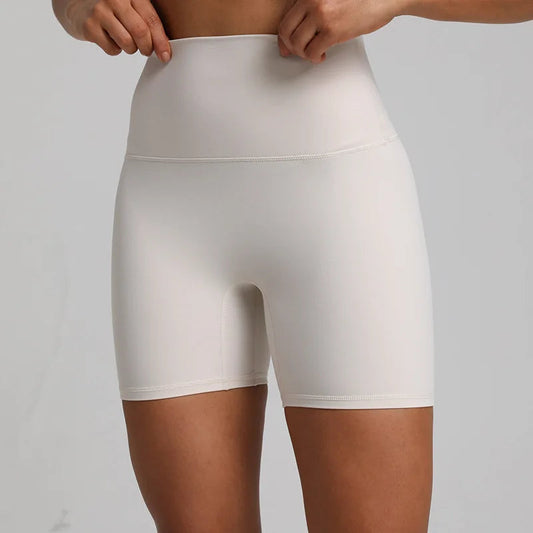 High waist nylon spandex knit biker shorts with no pocket and multiple colors - product image