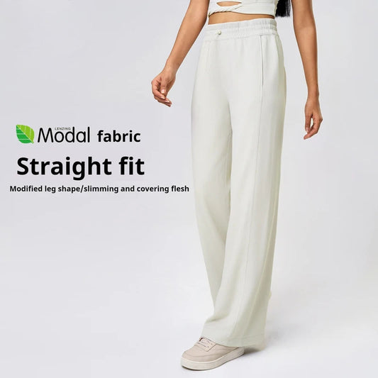 Modal ribbed knit joggers with elastic waist and pockets for women - product image