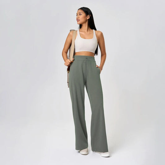 Modal ribbed knit joggers with elastic waist and pockets for women - product image