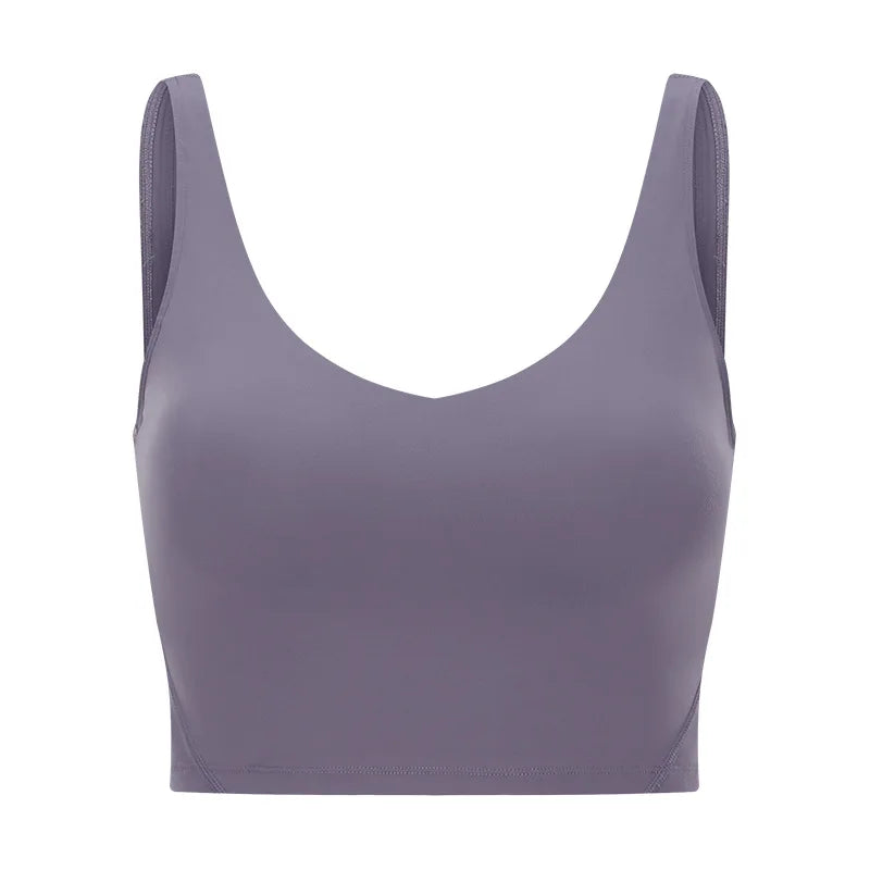 Naked-feel fabric women's workout crop top padded athletic sports bra - product image