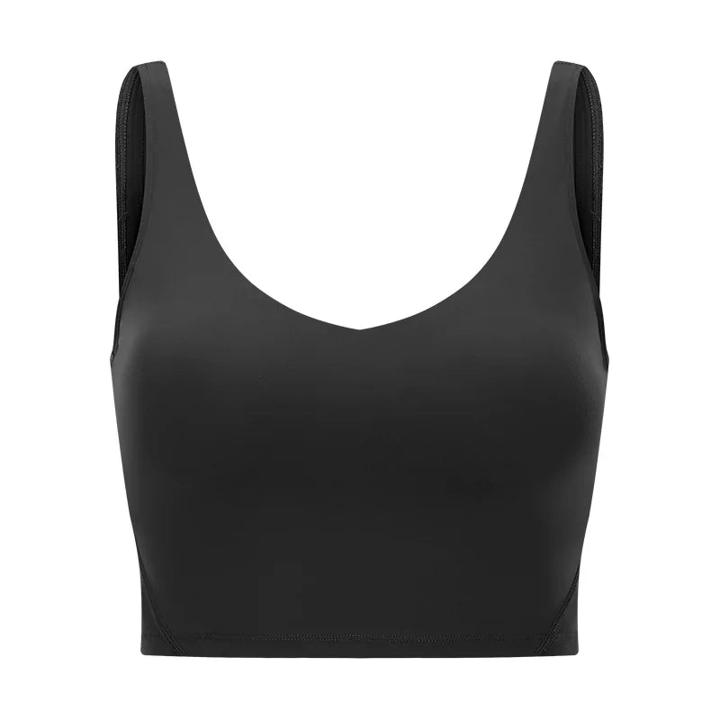 Naked-feel fabric women's workout crop top padded athletic sports bra - product image