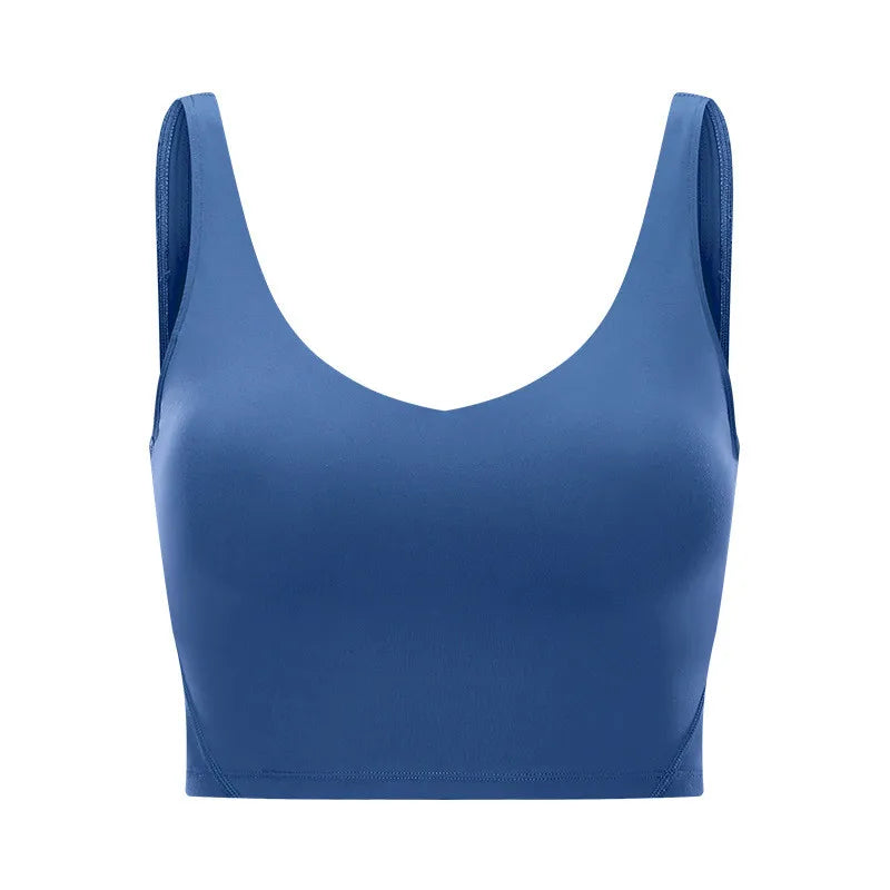 Naked-feel fabric women's workout crop top padded athletic sports bra - product image