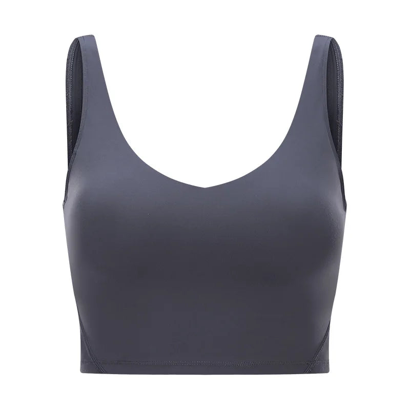 Naked-feel fabric women's workout crop top padded athletic sports bra - product image