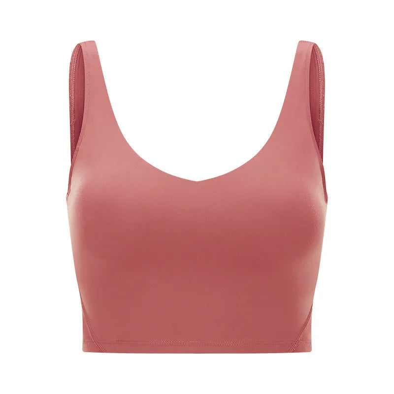 Naked-feel fabric women's workout crop top padded athletic sports bra - product image