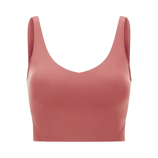 Naked-feel fabric women's workout crop top padded athletic sports bra - product image