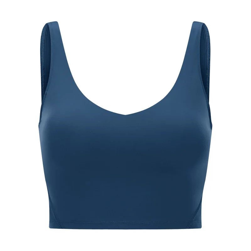 Naked-feel fabric women's workout crop top padded athletic sports bra - product image