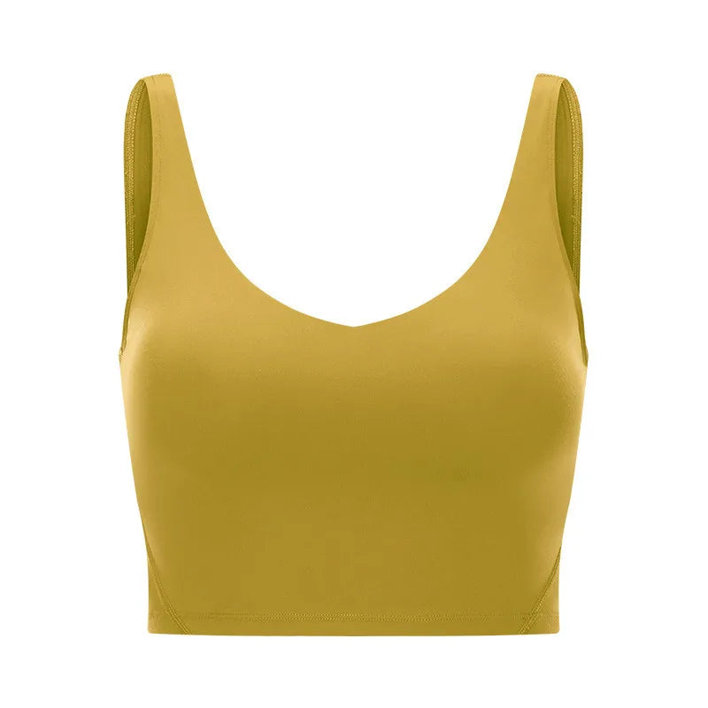 Naked-feel fabric women's workout crop top padded athletic sports bra - product image
