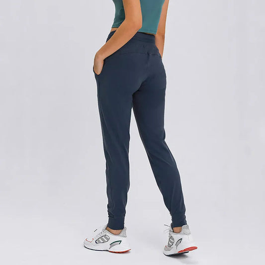 Naked feel knit nylon spandex joggers with waist drawstring and side pockets - product image